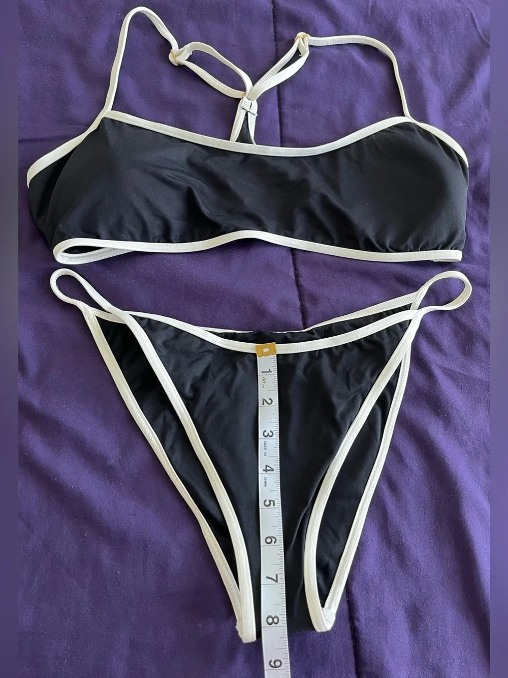 L*Space Bikini Set Pamela Top & Tommy Bottoms Black/Cream Size XL Resortwear